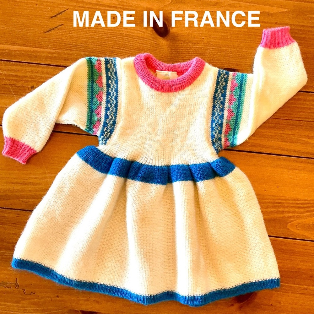 MARESE FRENCH BRAND BABY DRESS / BEAUTIFUL KNIT /WOOL/ACRYLIC/NYLON SIZE 6-9 MO